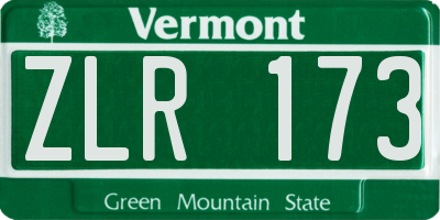 VT license plate ZLR173