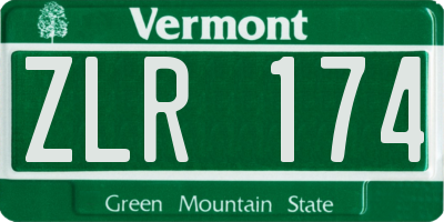 VT license plate ZLR174