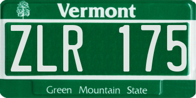 VT license plate ZLR175