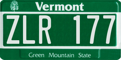 VT license plate ZLR177
