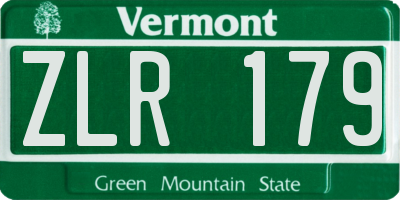 VT license plate ZLR179