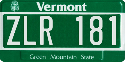 VT license plate ZLR181
