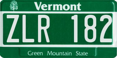 VT license plate ZLR182