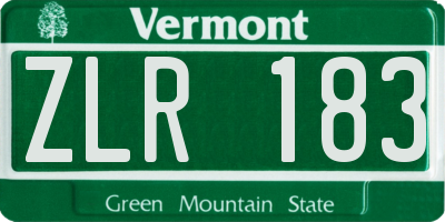 VT license plate ZLR183