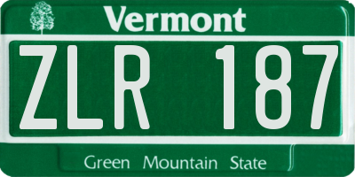 VT license plate ZLR187