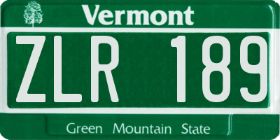 VT license plate ZLR189