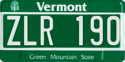 VT license plate ZLR190