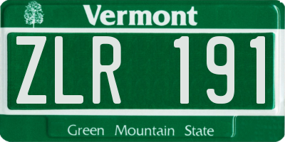 VT license plate ZLR191