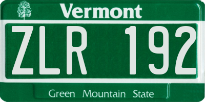 VT license plate ZLR192