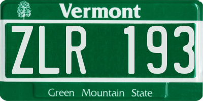 VT license plate ZLR193