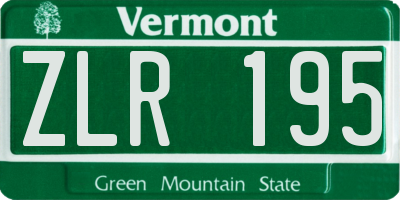 VT license plate ZLR195