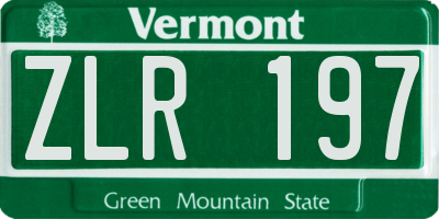 VT license plate ZLR197