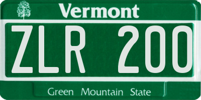VT license plate ZLR200