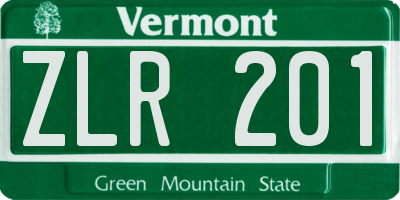 VT license plate ZLR201