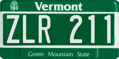 VT license plate ZLR211