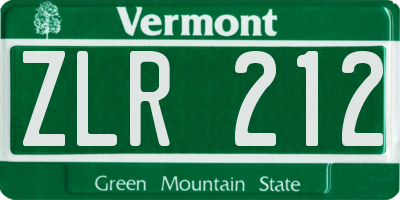 VT license plate ZLR212