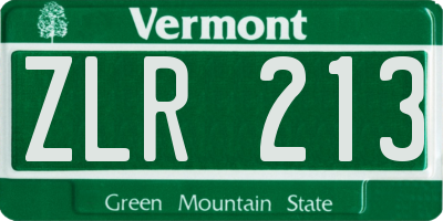 VT license plate ZLR213