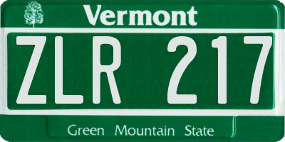 VT license plate ZLR217
