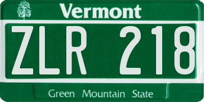 VT license plate ZLR218