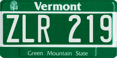 VT license plate ZLR219