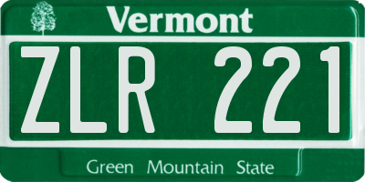 VT license plate ZLR221