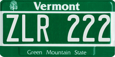 VT license plate ZLR222