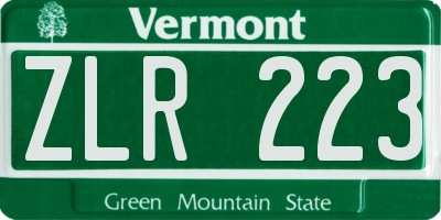 VT license plate ZLR223