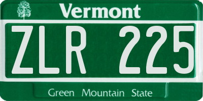 VT license plate ZLR225