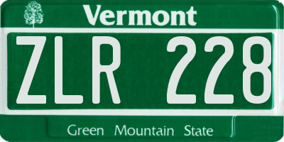 VT license plate ZLR228