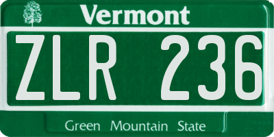 VT license plate ZLR236