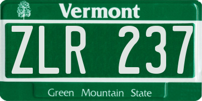VT license plate ZLR237