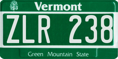 VT license plate ZLR238