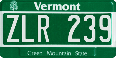 VT license plate ZLR239
