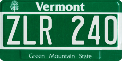 VT license plate ZLR240