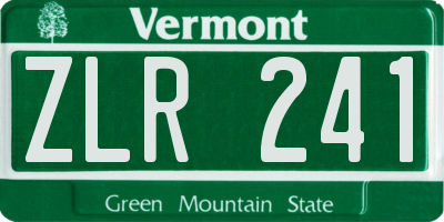 VT license plate ZLR241