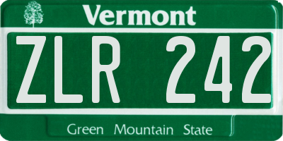 VT license plate ZLR242