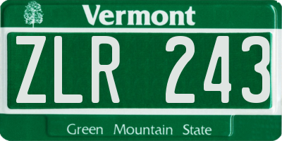 VT license plate ZLR243