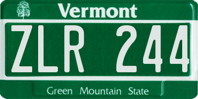 VT license plate ZLR244