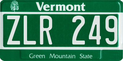 VT license plate ZLR249