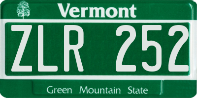 VT license plate ZLR252