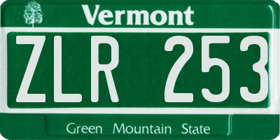 VT license plate ZLR253