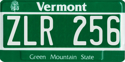 VT license plate ZLR256