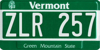 VT license plate ZLR257