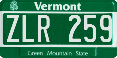 VT license plate ZLR259