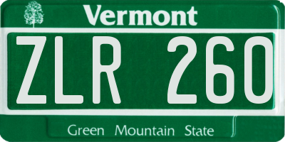 VT license plate ZLR260