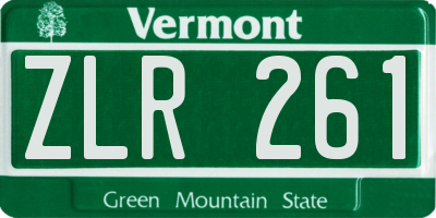 VT license plate ZLR261