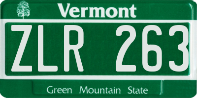 VT license plate ZLR263