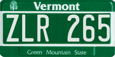 VT license plate ZLR265