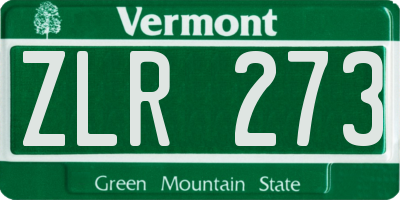 VT license plate ZLR273