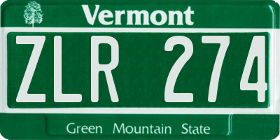 VT license plate ZLR274